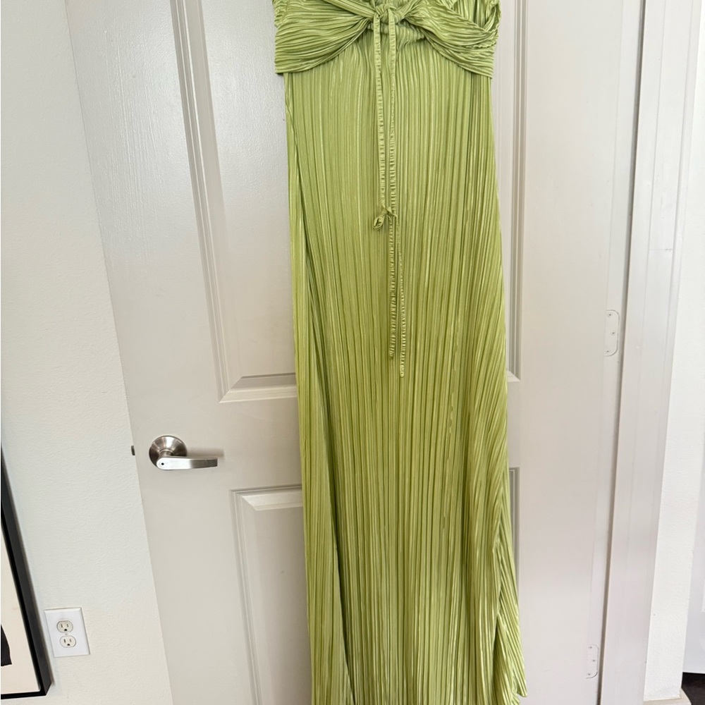 Green Pleated Maxi Dress
